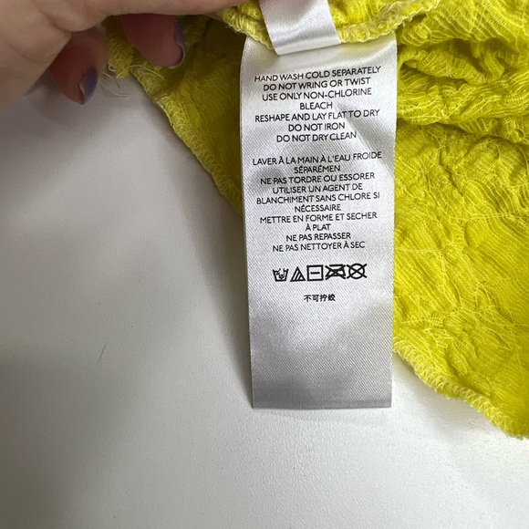 Urban Outfitters Yellow Button Front Cropped Ruffled Stretch Shirt Size Medium - Picture 9 of 11